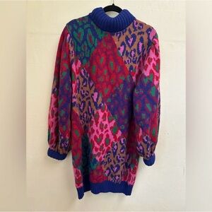 FARM Rio Multicolor Heart Pattern Turtleneck Sweater